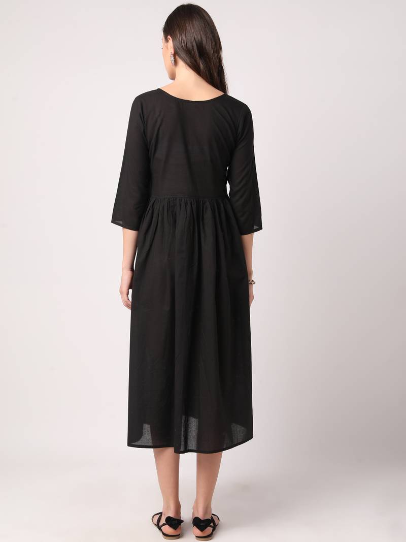Black plain cotton longdresses THE NKS PLUS 3488854