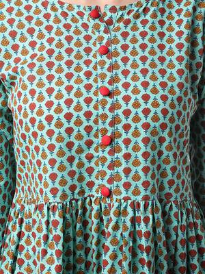 Green printed cotton long-dresses 4
