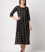 Black printed cotton long-dresses