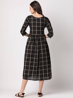 Black printed cotton long-dresses 3