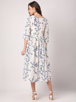 White printed cotton long-dresses 3
