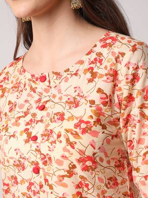 Peach printed cotton long-dresses 4