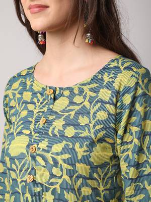 Green printed cotton long-dresses 4