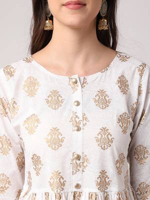 White printed cotton long-dresses 4