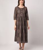 Grey printed cotton long-dresses