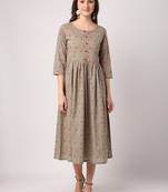 Grey printed cotton long-dresses