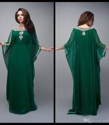 Green Georgette Stone dubai Abaya kaftan long gown dress