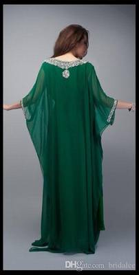 Green Georgette Stone dubai Abaya kaftan long gown dress  3