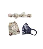 Payal Singhal Navy Jannat And Olive Wild Print Reversible 3 Ply Mask With Pouch And Hairband Set