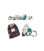 Payal Singhal White Abutilon And Brown Abutilon Print Reversible 3 Ply Mask With Pouch And Hairband Set