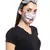 Grey Ikat Stripe Blue Bandhini Kilim Print Pleated  Ply Mask With Pouch Hairb