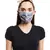 Blue Bandhani Kilim Grey Ikat Stripe Print Pleated  Ply Mask With Pouch Hairb