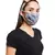 Blue Bandhani Kilim Grey Ikat Stripe Print Pleated  Ply Mask With Pouch Hairb