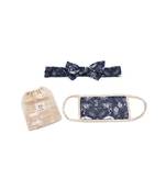 Payal Singhal Navy Jannat And Beige Khargosh Print Pleated 3 Ply Mask With Pouch And Hairband Set