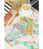 Payal Singhal Lavender Lime Bandhani Kilim Print Crepe Embroidered Mask With Detachable Chain Tassels