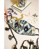 Payal Singhal Black Dupion Silk Geometric Embroidered Mask With Detachable Chain Tassel