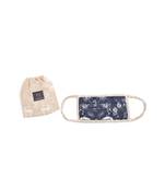 PS Men by Payal Singhal Navy Jannat and Beige Khargosh Print Pleated 3 ply Mask with Pouch for Men