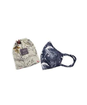 PS Men by Payal Singhal Navy Jannat and Olive Wild Print Reversible 3 Ply Mask with Pouch for Men 1