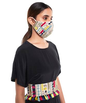 Payal Singhal Stone Dupion Silk Marakesh Embroidered Mask 3