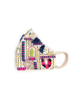 Payal Singhal Stone Dupion Silk Istanbul Embroidered Mask 1