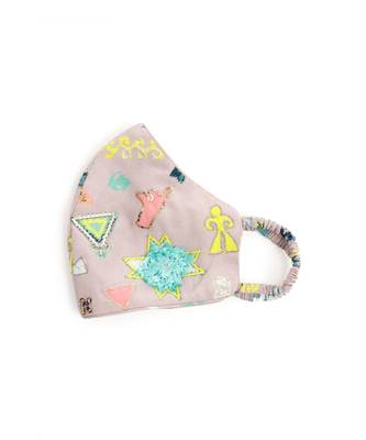 Payal Singhal Lavender Lime Bandhani Kilim Print Crepe Embroidered Mask 1