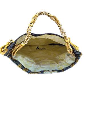 Shoptory India Wristlets Ethnic Embroidered Potli For Women's - Grey 4