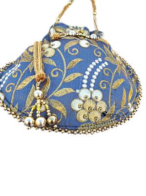 Shoptory India Wristlets Ethnic Embroidered Potli For Women's - Grey 5