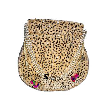 Shoptory India Sequined Handcrafted Wristlets Potli Bag - Gold/Gold 2