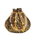 Shoptory India Sequined Handcrafted Wristlets Potli Bag - Gold/Black