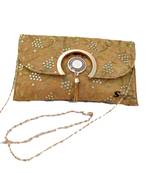 Shoptory India Embroidered Casual Party Sling Bag For Women Partywear Clutch Handpurse - Gold