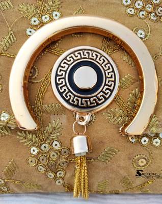 Shoptory India Embroidered Casual Party Sling Bag For Women Partywear Clutch Handpurse - Gold 5