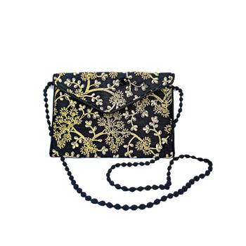 Shoptory India Embroidered Casual Party Sling Bag For Women Girls - Black 1