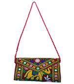Embroidered Elephant Design Rajasthani Traditional Casual Party Sling Bag For Women Girls - Red