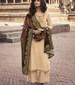 Cream embroidered chiffon salwar