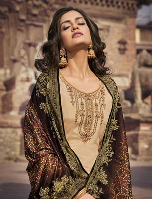 Cream embroidered chiffon salwar 2