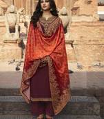 Maroon embroidered chiffon salwar