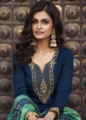 Blue embroidered chiffon salwar 2