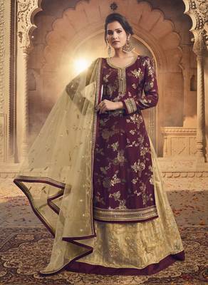 Purple embroidered jacquard salwar 1
