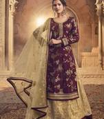 Purple embroidered jacquard salwar