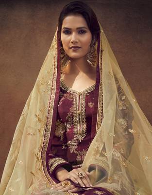Purple embroidered jacquard salwar 2