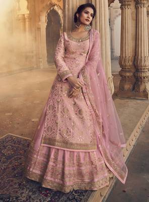 Light-pink embroidered jacquard salwar 1