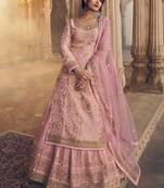 Light-pink embroidered jacquard salwar
