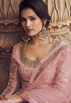 Light-pink embroidered jacquard salwar 2