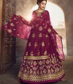Rani-pink embroidered jacquard salwar