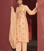 Orange embroidered jacquard salwar