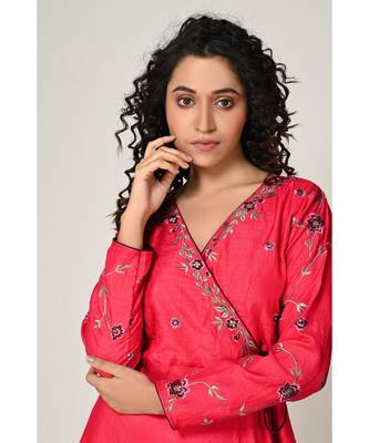 embroidered red cotton silk  Gown 2