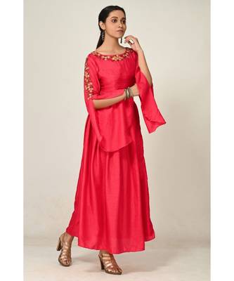 embroidered red cotton silk  Gown 2