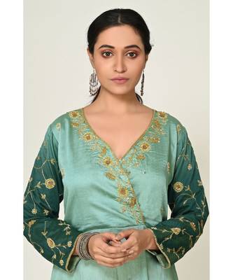 embroidered blue cotton silk  Gown 4