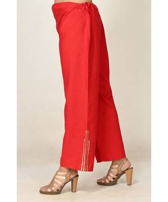 lace red pure silk cotton  Kurti    Palazzo Pant    Dupatta 5