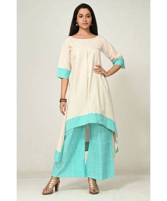 plain light-white cotton  Kurti    Palazzo Pant 1